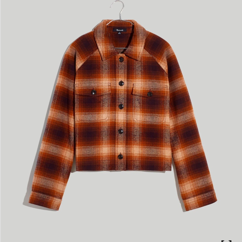 Flannel Crop Shirt-Jacket in Plaid